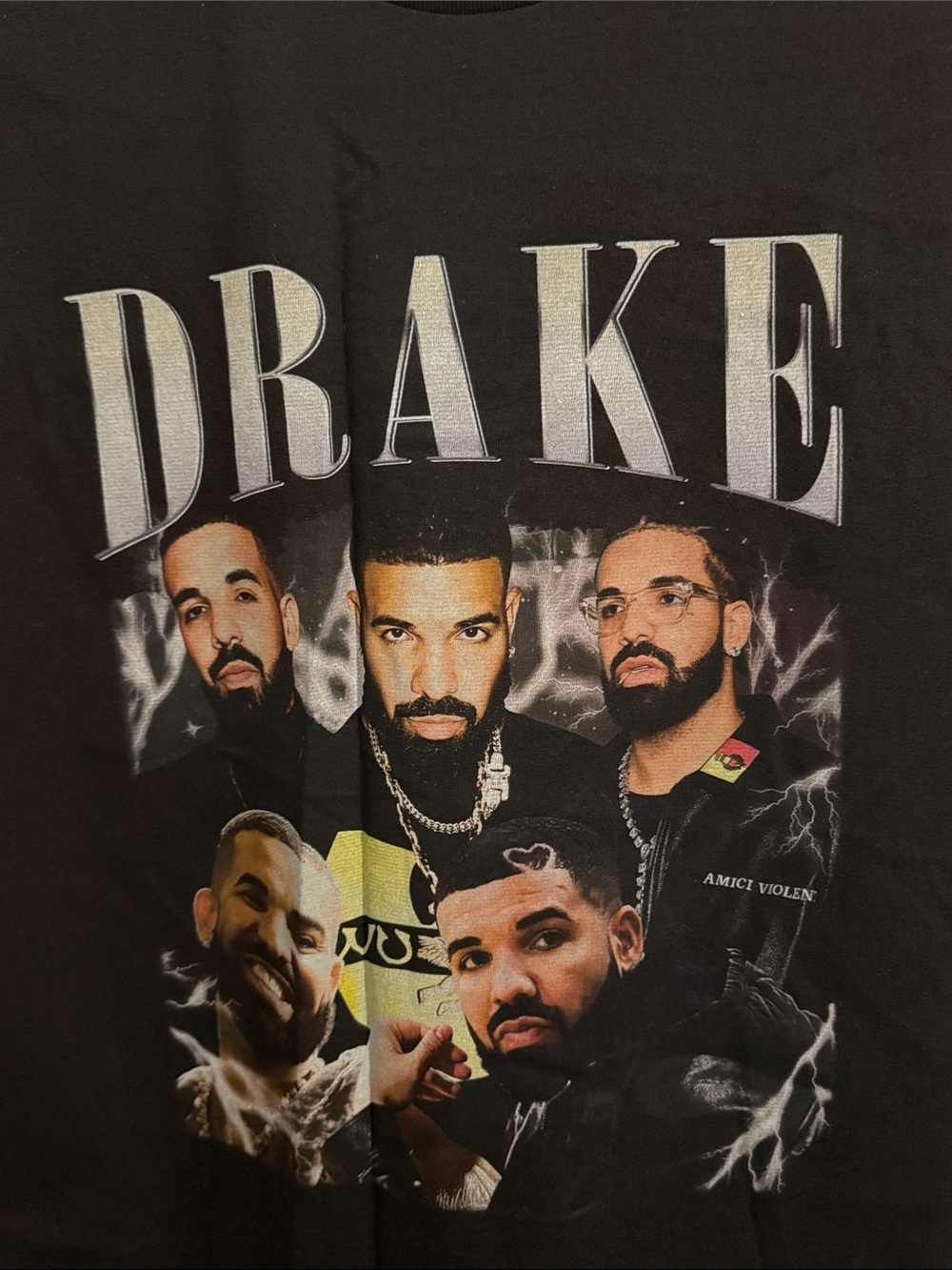 Black Graphic Men's Crew Neck T-Shirt - Picture 3 of 6